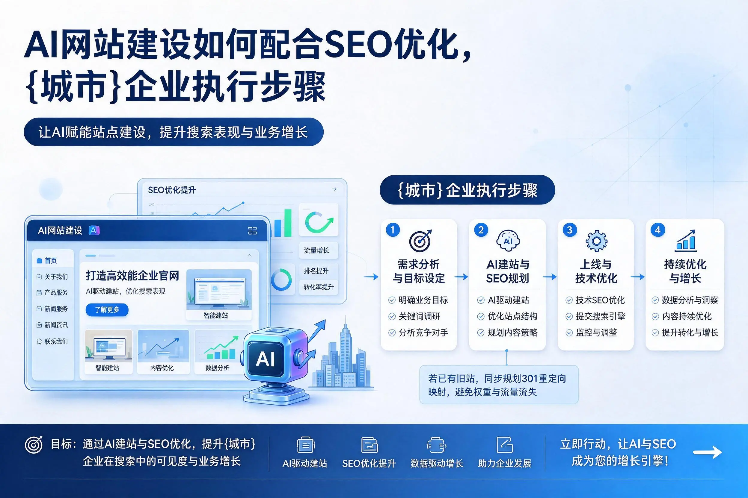 AI网站建设如何配合SEO优化，三明企业执行步骤