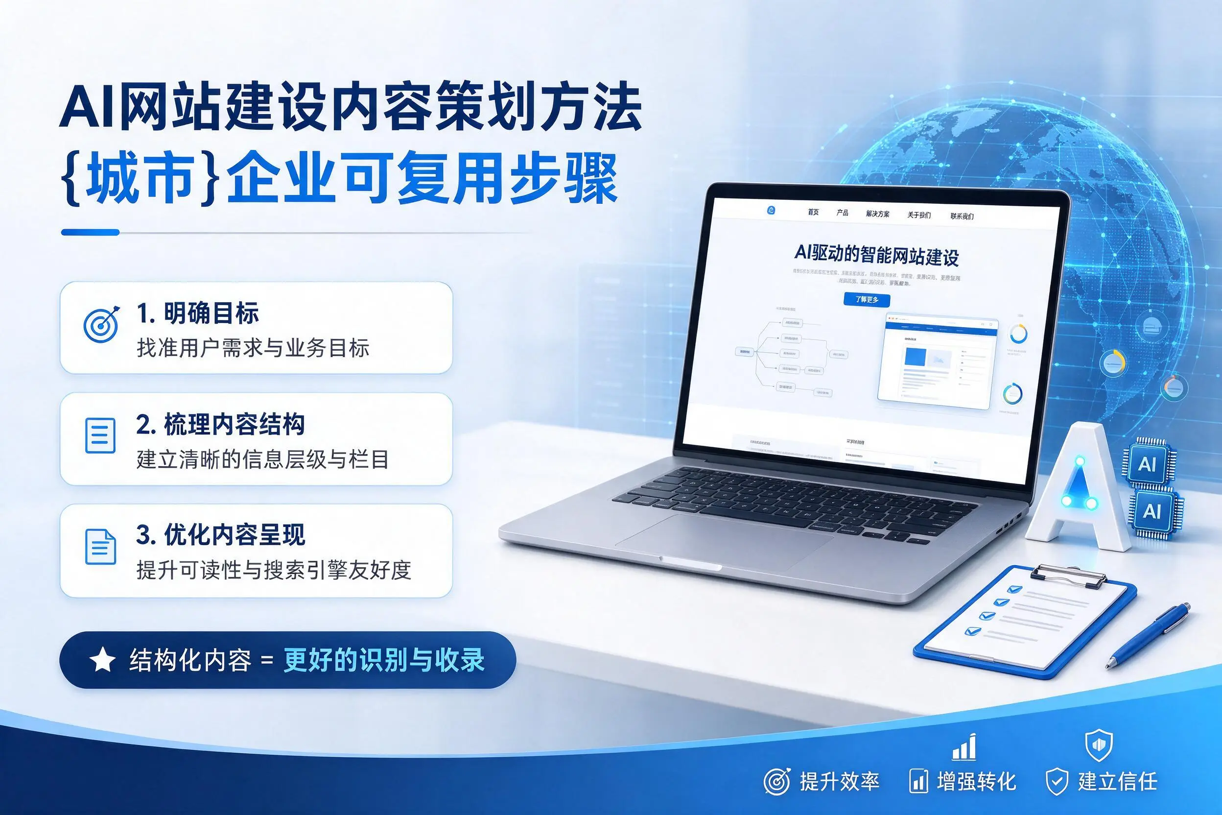 AI网站建设内容策划方法，三明企业可复用步骤