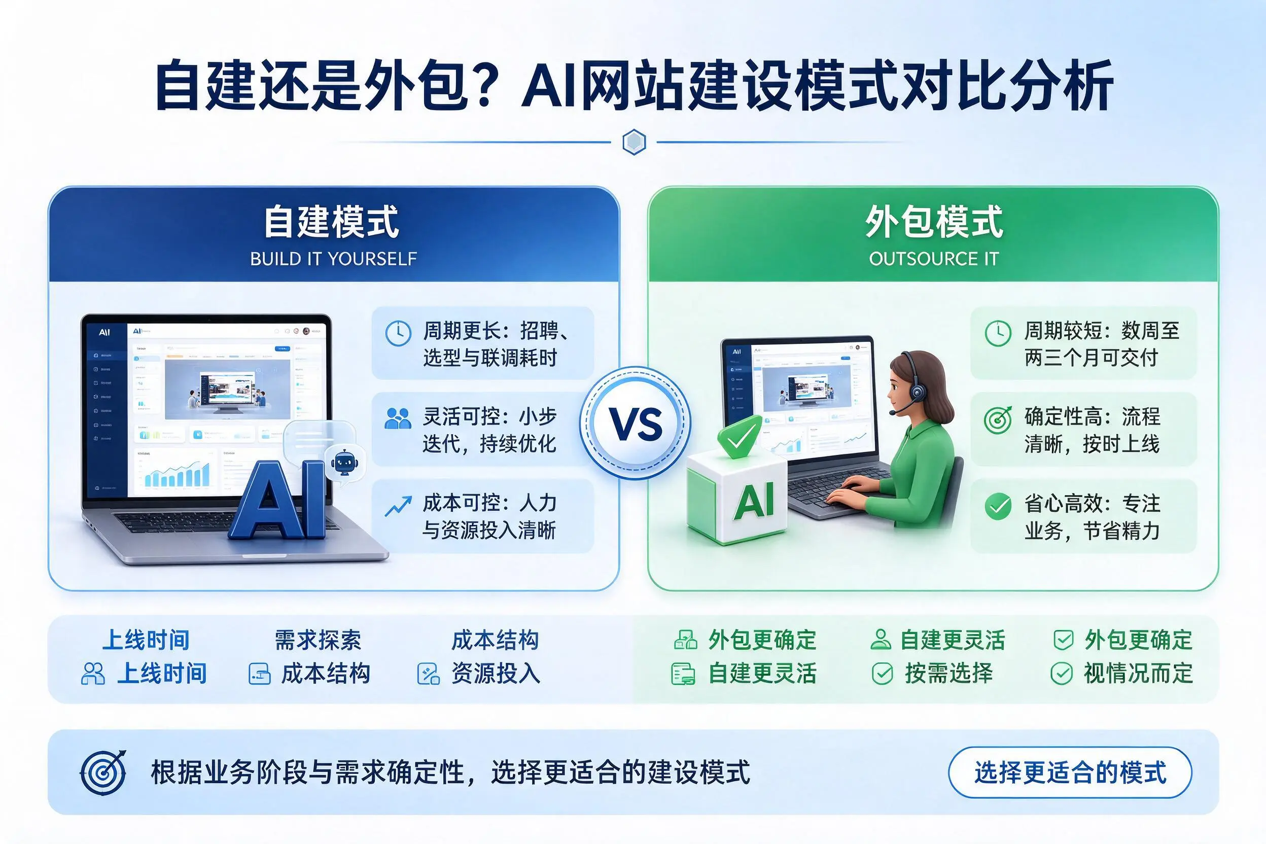 自建还是外包?三明AI网站建设模式对比分析