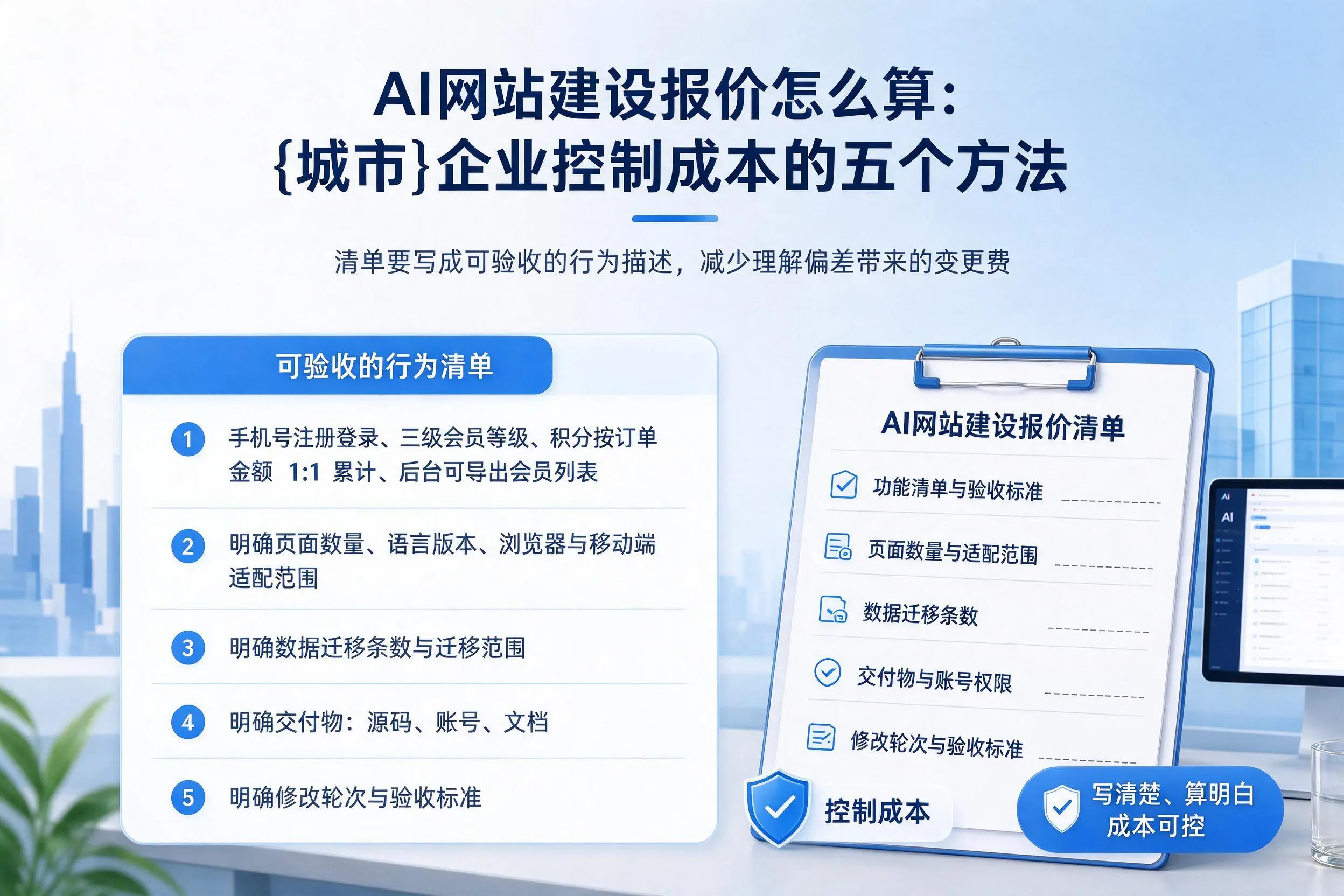AI网站建设报价怎么算:三明企业控制成本的五个方法